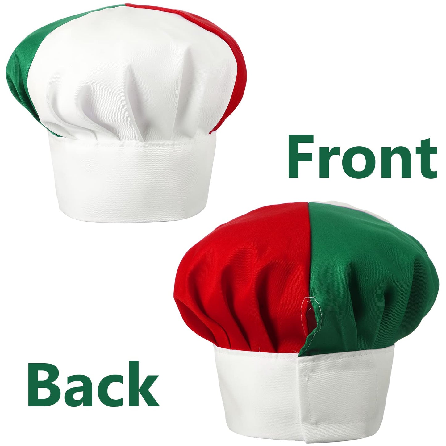 SATINIOR Chef Hat and Apron Italian Gifts for Cooking Baking Fabric Adjustable Chef Apron with Pocket for Christmas Italy Flag Kitchen Gifts Women Men