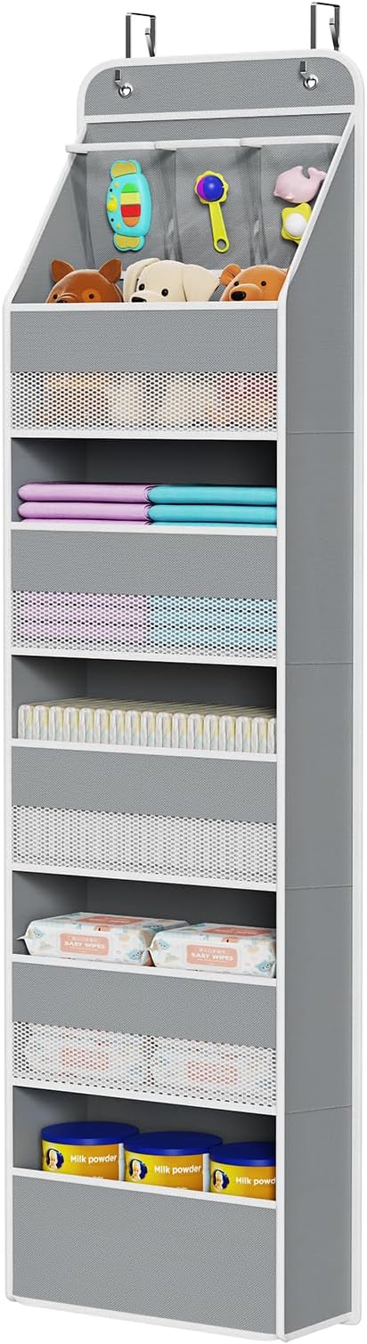 Univivi 6-Shelf Over Door Hanging Organizer Fabric Baby Door Storage