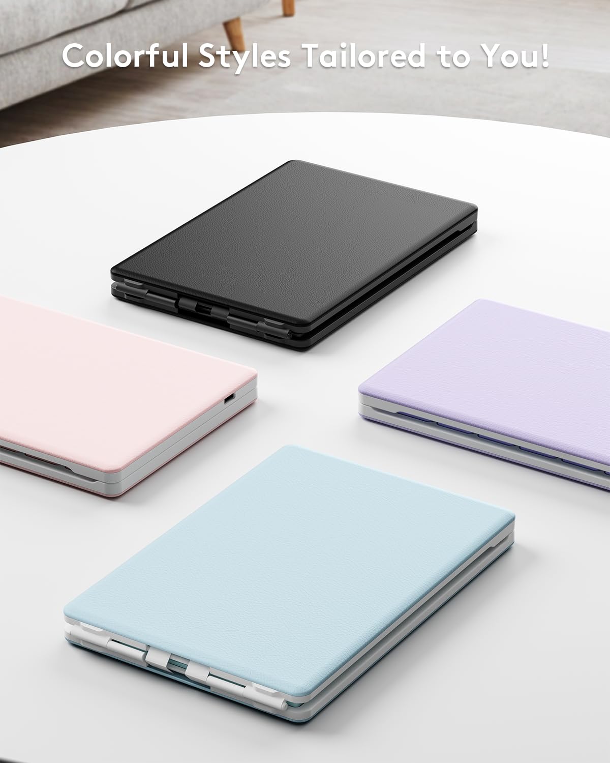 Samsers Foldable Bluetooth Keyboard - Portable Wireless Keyboard with Stand Holder, Rechargeable Full Size Ultra Slim Folding, Compatible iOS Android Windows Smartphone Tablet and Laptop - Black