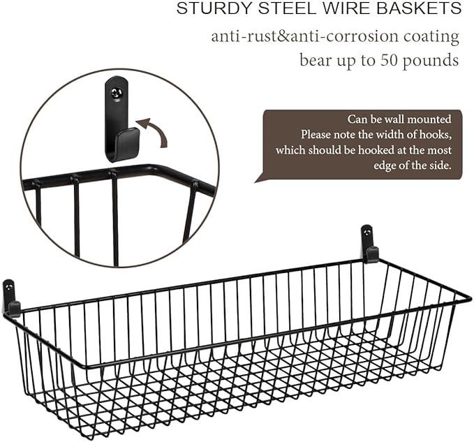 Sheechung Farmhouse Decor Metal Wire Storage Organizer Bin Basket