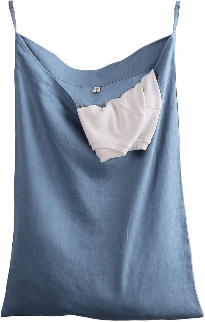 Amazhiyu Pure Linen Over The Door Laundry Hanging Hamper Bag