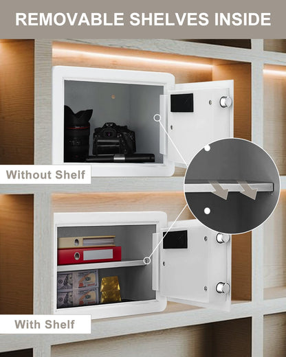 TIGERKING Small Safe Box for Home, 1.2 Cubic Feet White Safes Box with Digital Lock, Easy Assembly, Secure Electronic Locking Mechanism, Compact Personal Safe for Valuables