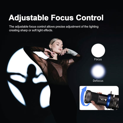 Bussi MG06 Max Bowens Mount Snoot with 40 Gobos, 36° Lens Optical Snoot Spotlight for Photography Video Shape Light Studio,GOBO Light, Strobe Bowens Mount