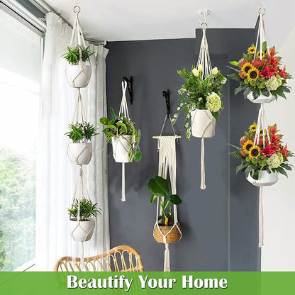 AroudightElive Plant Holder Basket Handmade Macrame Plant Hanger Flower Pot for wall Decoration countyard Garden Knotted Lifting(13)