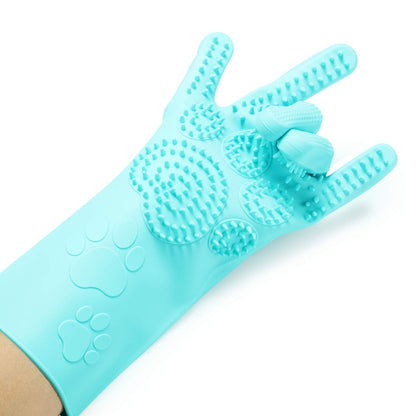 Srtood Pet Grooming Magic Gloves, Dog Cat Bathing Shampoo Brush, Silicone Hair Removal Gloves with Thick High Density Teeth for Bathing and Messaging, Double-Side Scrubbing Gloves for Shedding