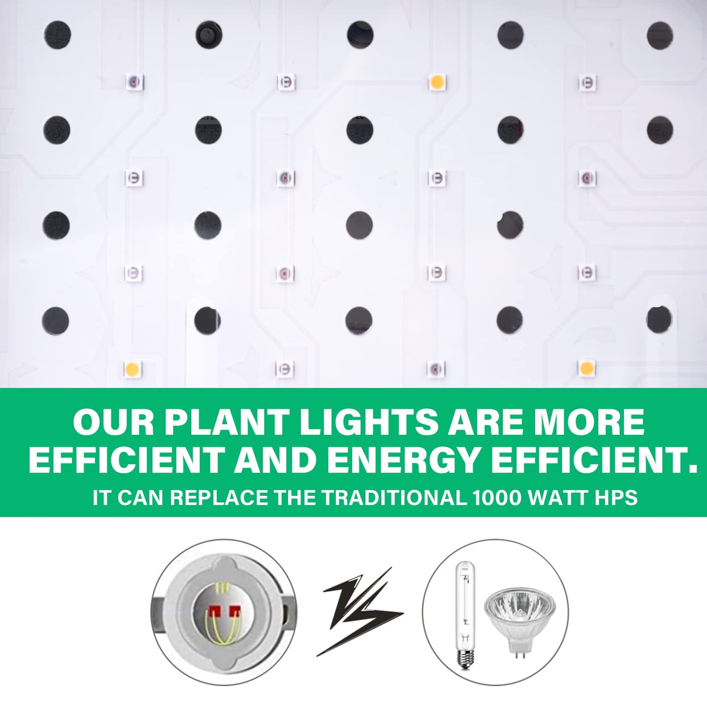 TATU 1000w LED Grow Light for Indoor Plants, Full Spectrum Plant Light Growing Lamp for Hydroponic Indoor Plant Veg and Flower for Grow Tent (Actual Power 100W=1000W HPS)