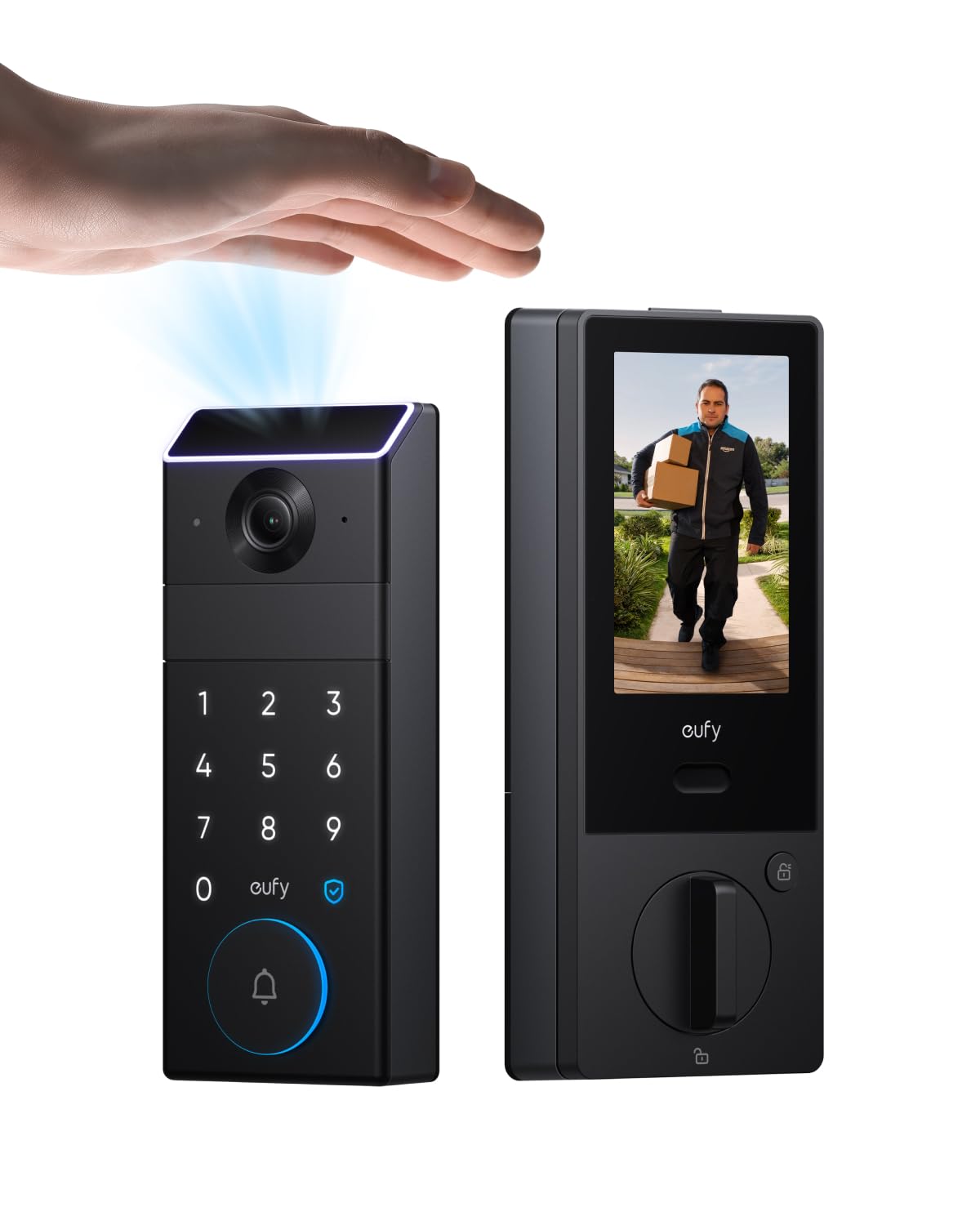 eufy FamiLock E34 Smart Lock with Palm Vein Recognition - Keyless Entry Door Lock for Front Door, Wi-Fi Keypad Deadbolt, ANSI/BHMA Grade 1, Auto Lock, Voice Control, IP65 Waterproof, No Monthly Fee