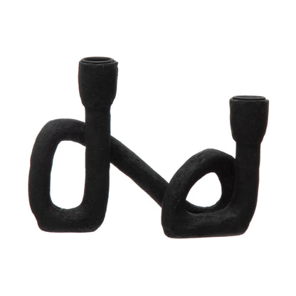 Bloomingville Decorative Resin Double Taper Candle Holder, Black