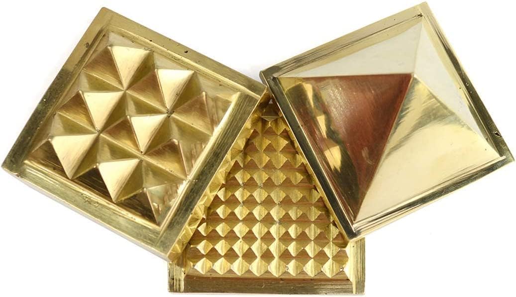 Bro Mart Pure Brass Wish Pyramid 3 Layer Size 1 inch with 91 Pyramids for Vastu and Feng Shui Pyramid | Home Decor for Pooja, Antique Items God Prayer, Large (1 inch)