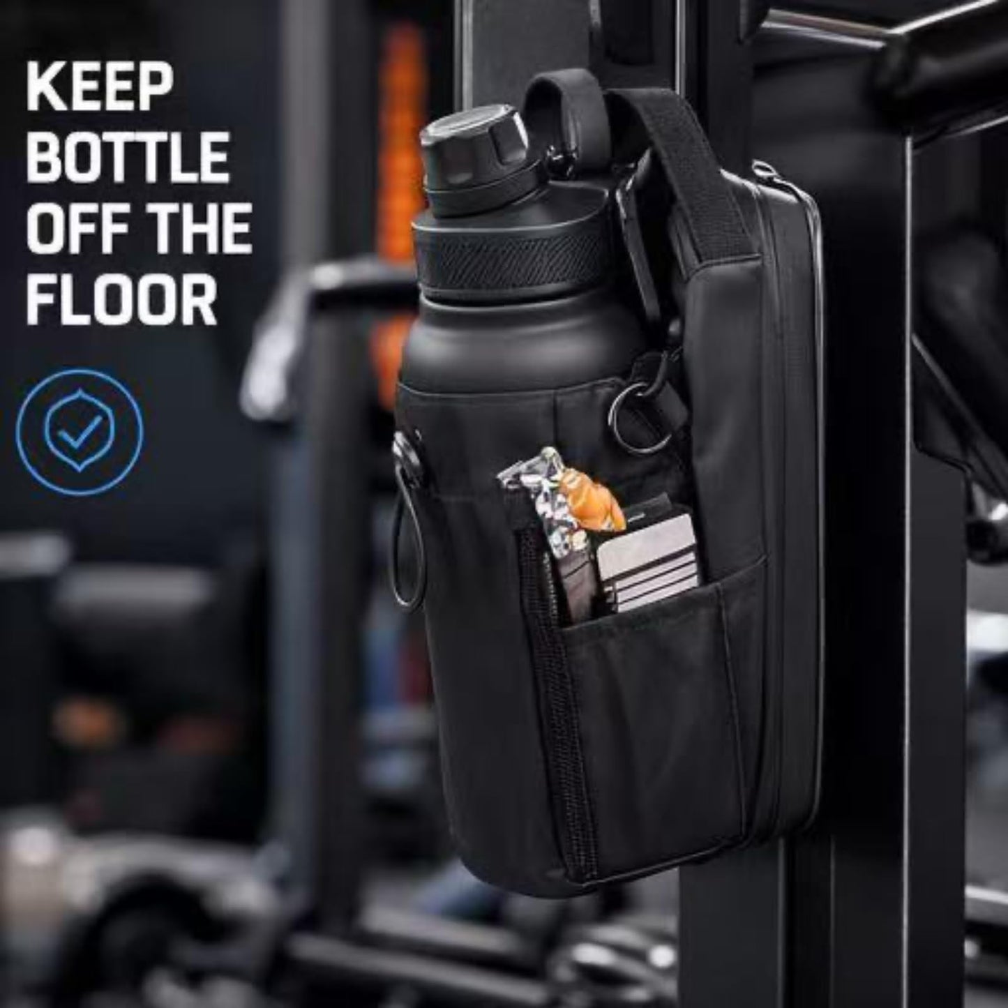 Magnetic Gym Bag Water Bottle Carrier Holder with Phone Pockets & Shoulder Strap,Magnetic Bag Gym Accessories Organizer for Men Women