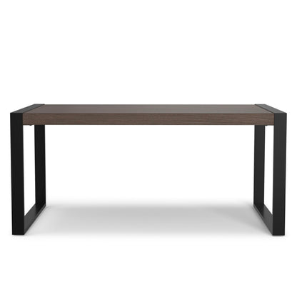 SIMPLIHOME McKenzie Dining Table - 66 inch Wide Solid Mango Wood Rectangular Table in Smoky Grey, Modern Industrial Style for Dining Room or Kitchen with Black Powder-Coated Iron Legs, Seats 4