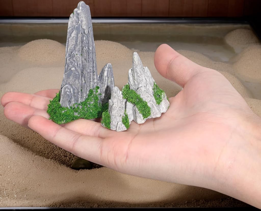 Wionin 8 Pieces Rockery Decor Zen Garden Accessories Micro Landscape Garden Decoration Mountain Landscape Figurines Mini Statues for Bonsai for Home Office Displays