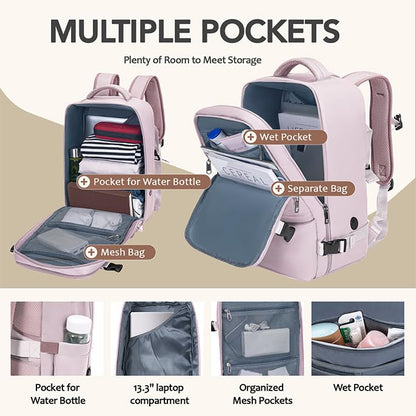 Xkdoai for Ryanair Cabin Bags 40x20x25, Travel Backpack Womens Underseat Cabin Bag Small Hand Luggage Bag Carry-ons Backpack Flight Bag with Bottle Holder