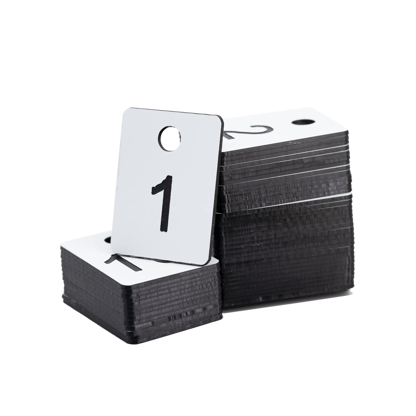 StayMax Plastic Numbered Tags Rectangle Key Number Tags Number Disc with Hole (1-100, White)
