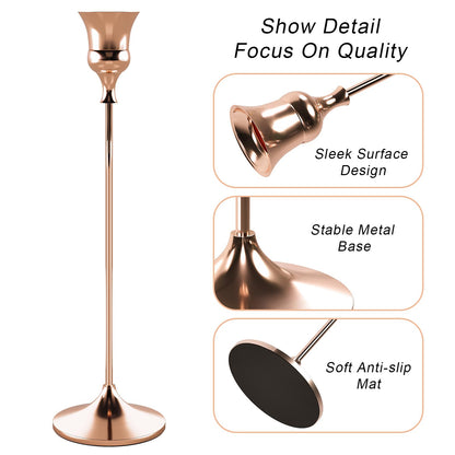 Candlestick Holders Rose Gold, 12 Packs Taper Candle Holder for Candlesticks, Candle Sticks Holder Decor for Home Decor