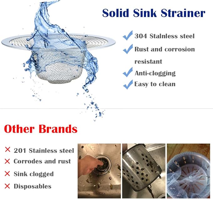 2 Pcs Heavy Duty Stainless Steel Slop Basket Filter Trap, 3.54" Top / 1.65"