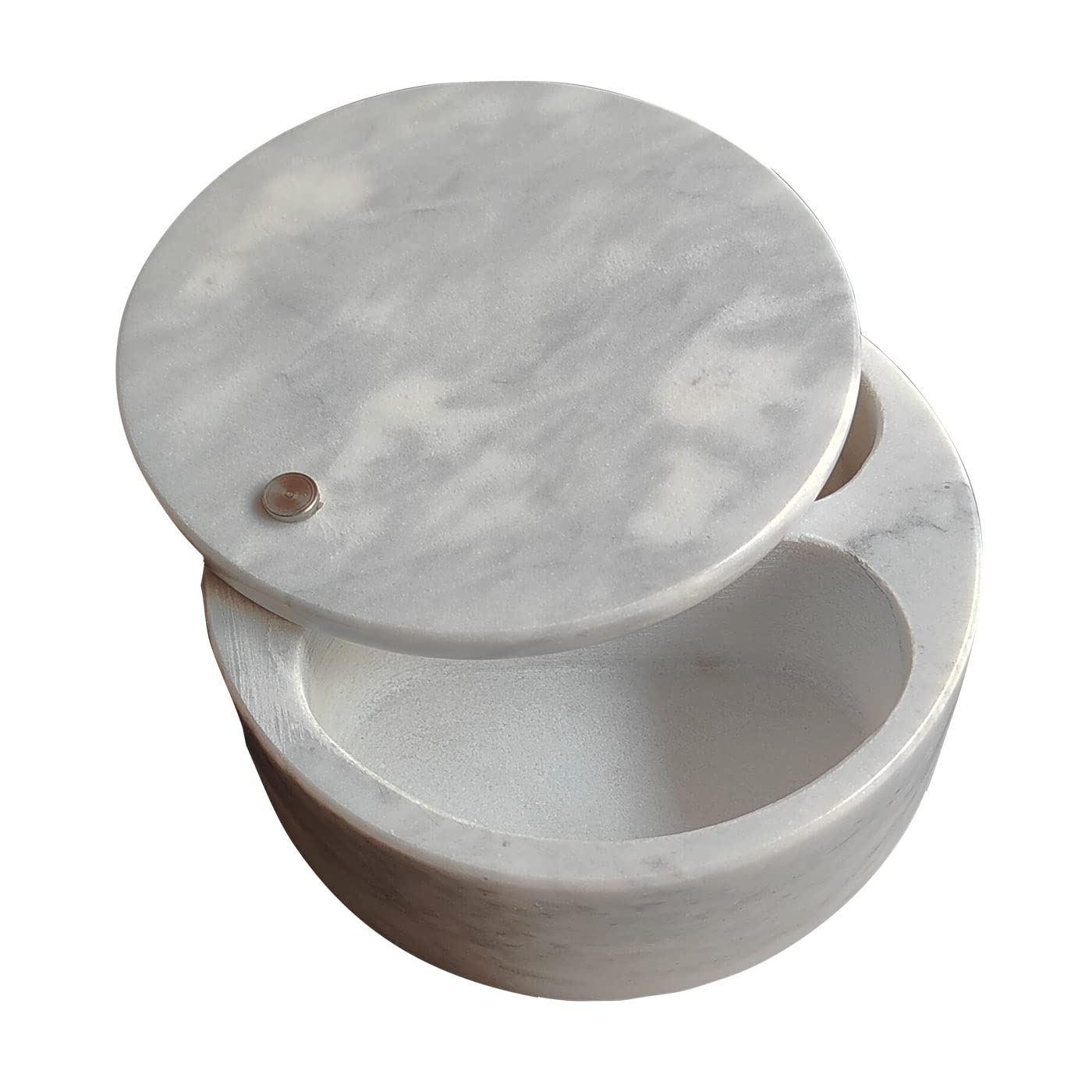 Ritadeshop Salt and Pepper Bowl/Dual Compartment Cellar with Swivel Top for Salt, Spice and Herbs Storage (Gray White)