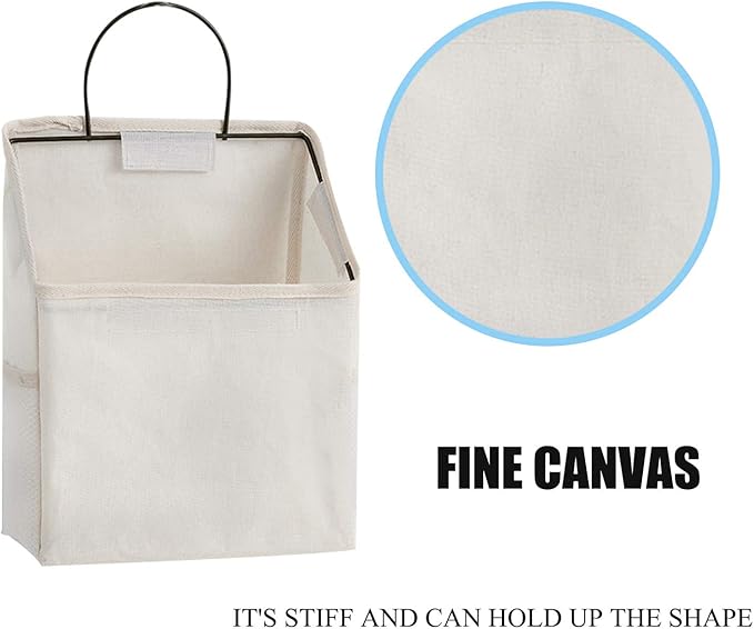 2 Pcs Wall-hanging Storage Bags, Desktop Organizer Basket Cotton Linen Hanging