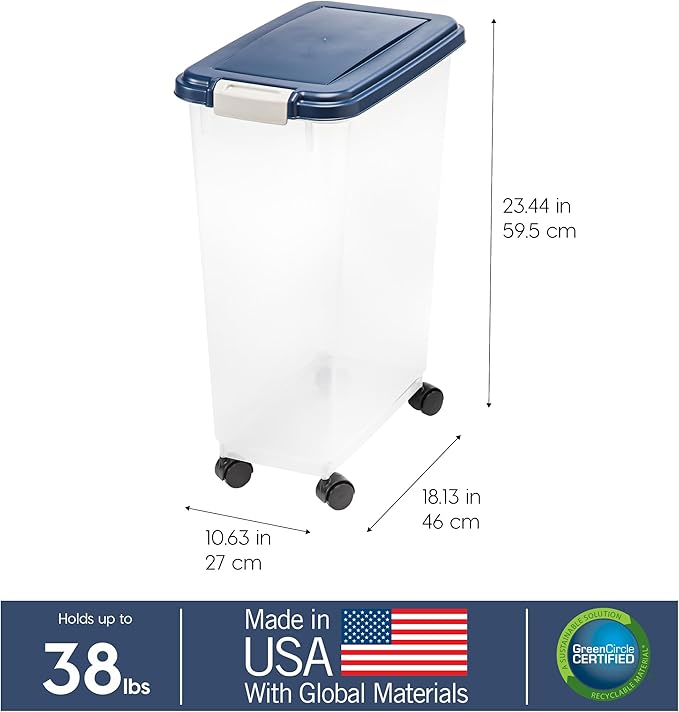 IRIS USA Airtight Dog Food Storage Container, Attachable Wheels,