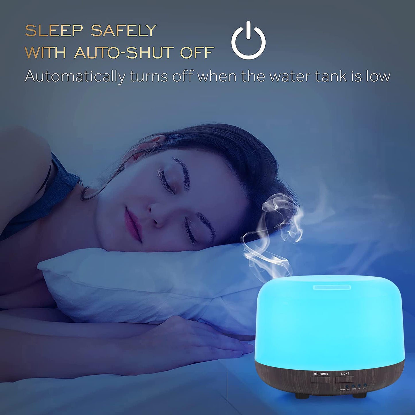 Oil Diffuser Humidifier 300ML,Electric Ultrasonic Air Aroma Diffusers Vaporizer,Scent Mist Defuser with Remote,Auto-Off,7led Color Changing Light for Large Bed Room,Home,Office