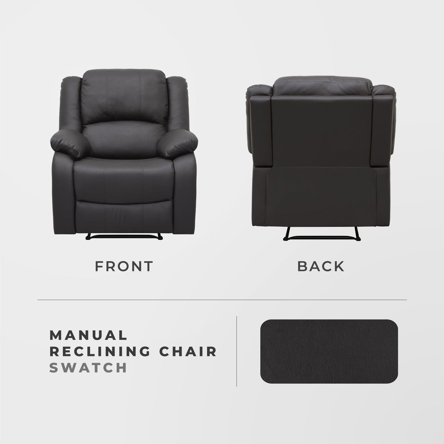 Lexicon Manual Recliner Sofa Chair, Home Theater Seating, Wall Hugger Manual Reclining Nursery Chair for Bedroom/Living Room/Office/Apartment, Dark Brown Faux Leather