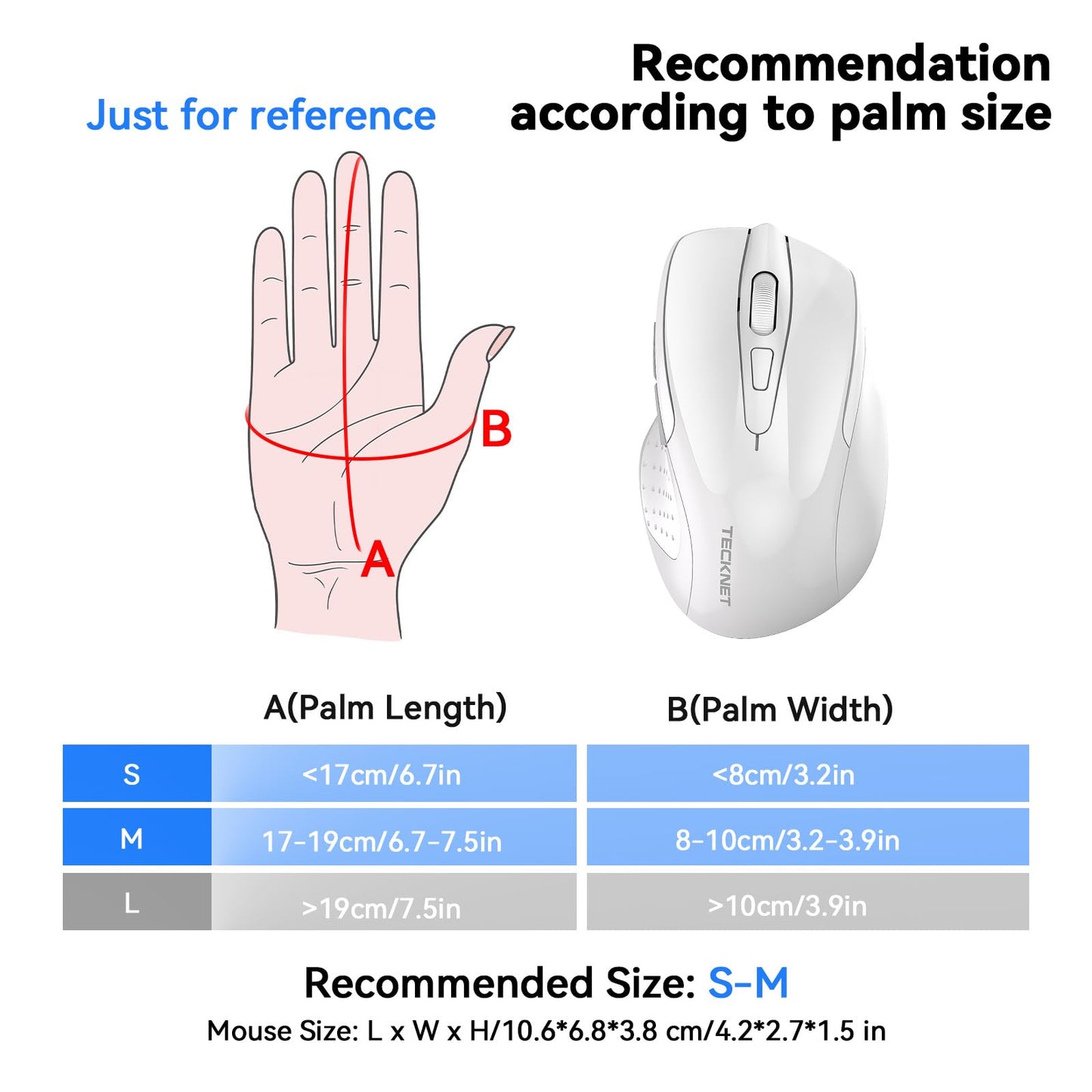 TECKNET Rechargeable Jiggler Wireless Mouse (BT5.0/3.0 & 2.4G) 4800 DPI Silent USB A & Bluetooth Mouse 6 Buttons, Wide Compatibility - Black