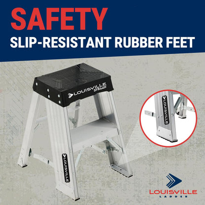 Louisville Ladder 2-Foot Aluminum Step Stool Industrial, 375-Pound Load Capacity, Type IAA, AY8002