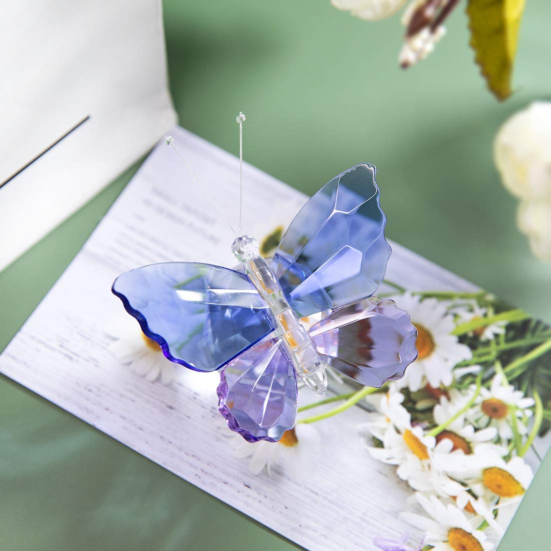H&D HYALINE & DORA Crystal Butterfly Figurine Collectible Paperweight Home Table Decoration Set