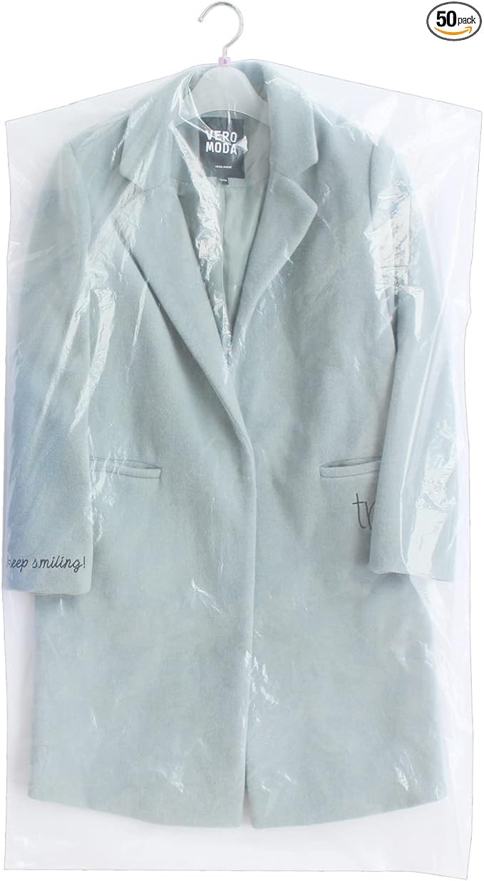 50 Pack 23.6x40inch Clear Plastic Clothes Covers