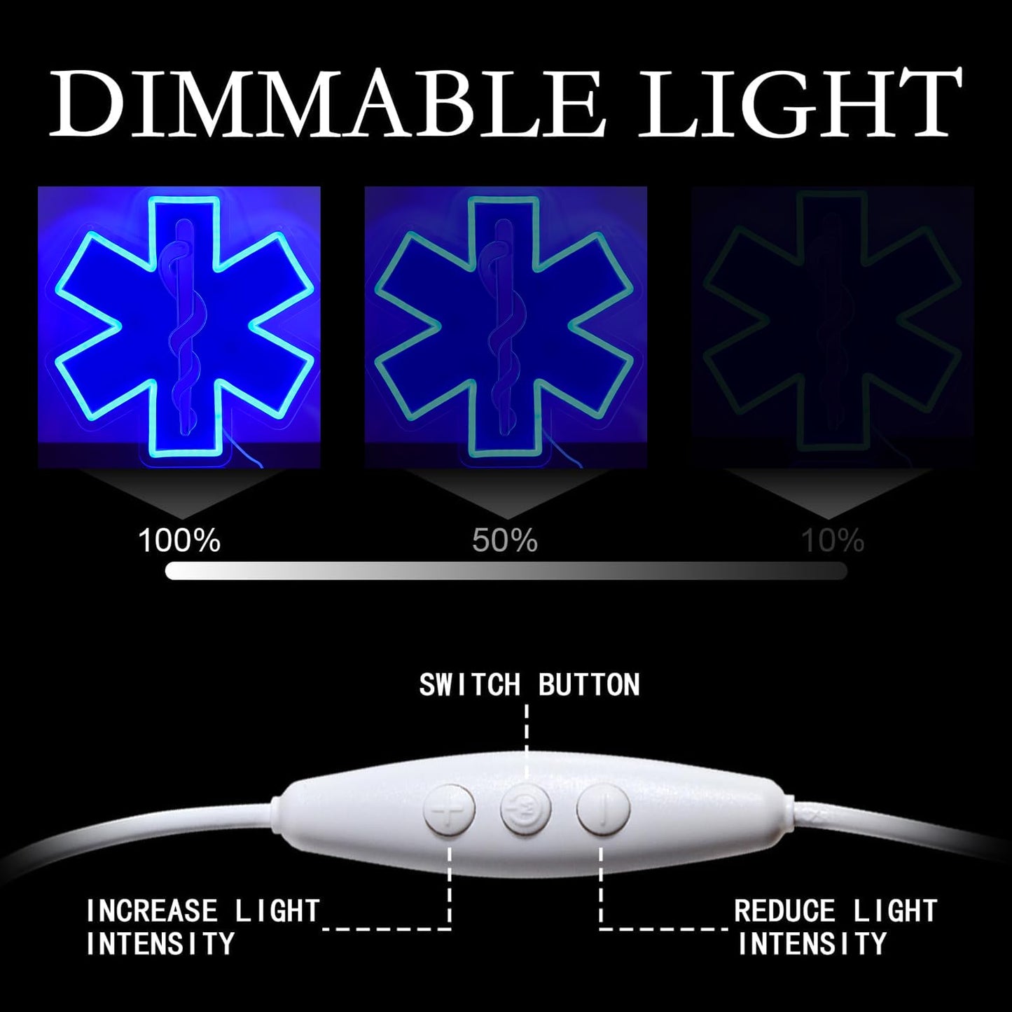 TOPQUALI Star of Life LED Neon Sign, 12 x 12 Inches, Pink, USB Powered Wall Decor for EMT Paramedic, Garage, Game Room, Bedroom, Man Cave