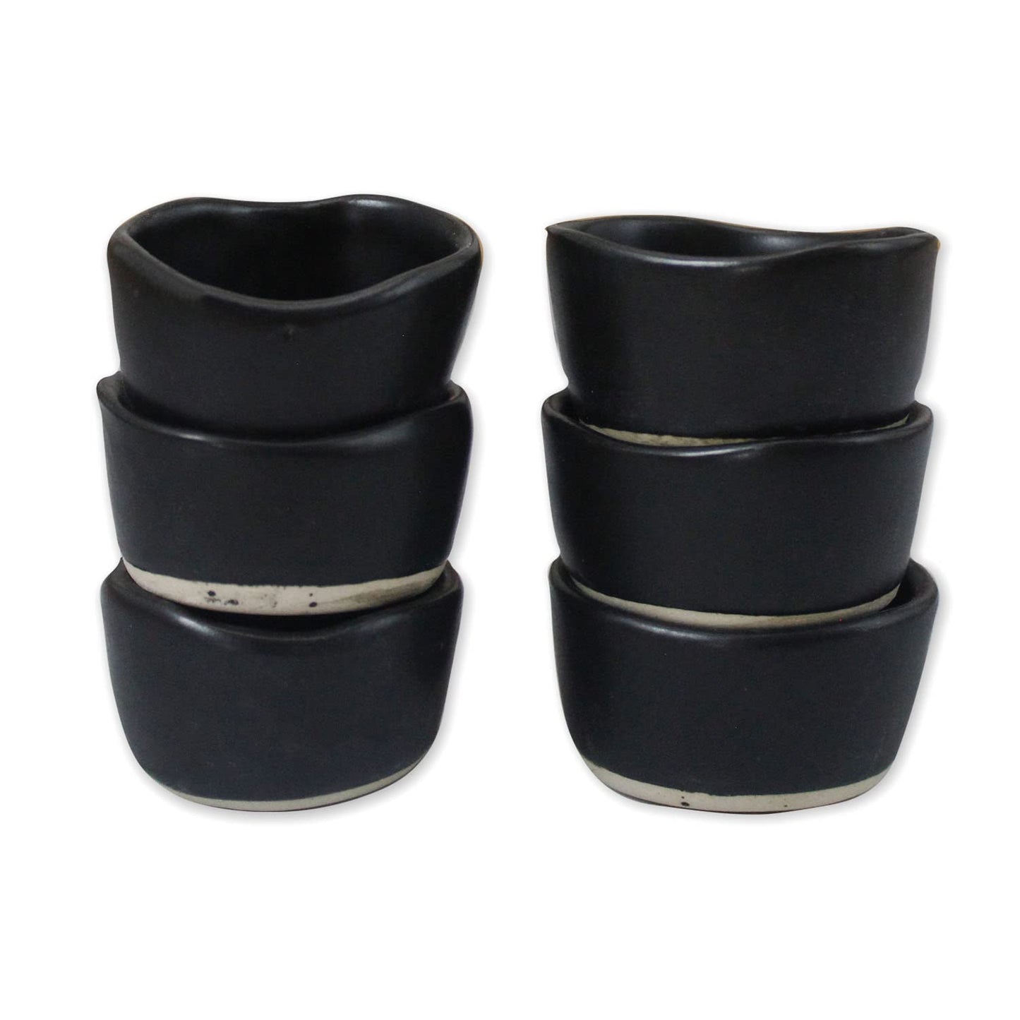 roro Handmade 2-Inch Matte Black Ceramic Pinch Bowls, Set of 6 – Versatile Stoneware for Spices, Condiments, Appetizers & Finger Foods