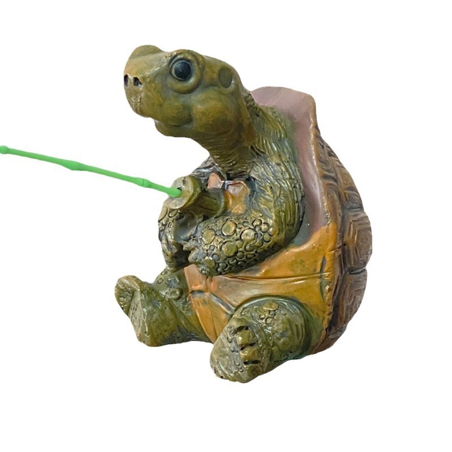 SXSZZXL Fishing Turtle Figurine 2.4 Inch Cute Tortoise Resin Sculpture Handmade Crafts Tabletop Decor for Outdoor Patio Pool Decoration (Green)