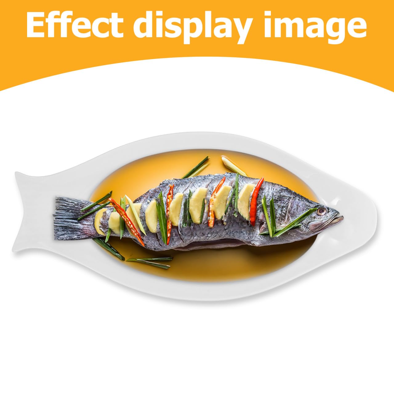 Hemoton Oval Ceramic Fish Plate 15.74X7.48In Pure White Steamed Fish Dish Serving Platter for Kitchen Dining and Entertaining