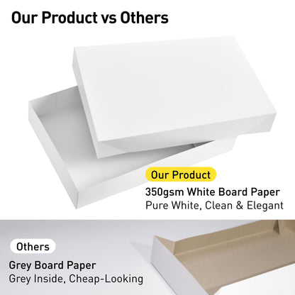 SUNCOLOR Large Gift Boxes With Lids, White Cardboard, 15 x 9.5 x 2 Inches, 12 Pack, for Clothes, Shirts, Presents, Clean & Elegant White Finish