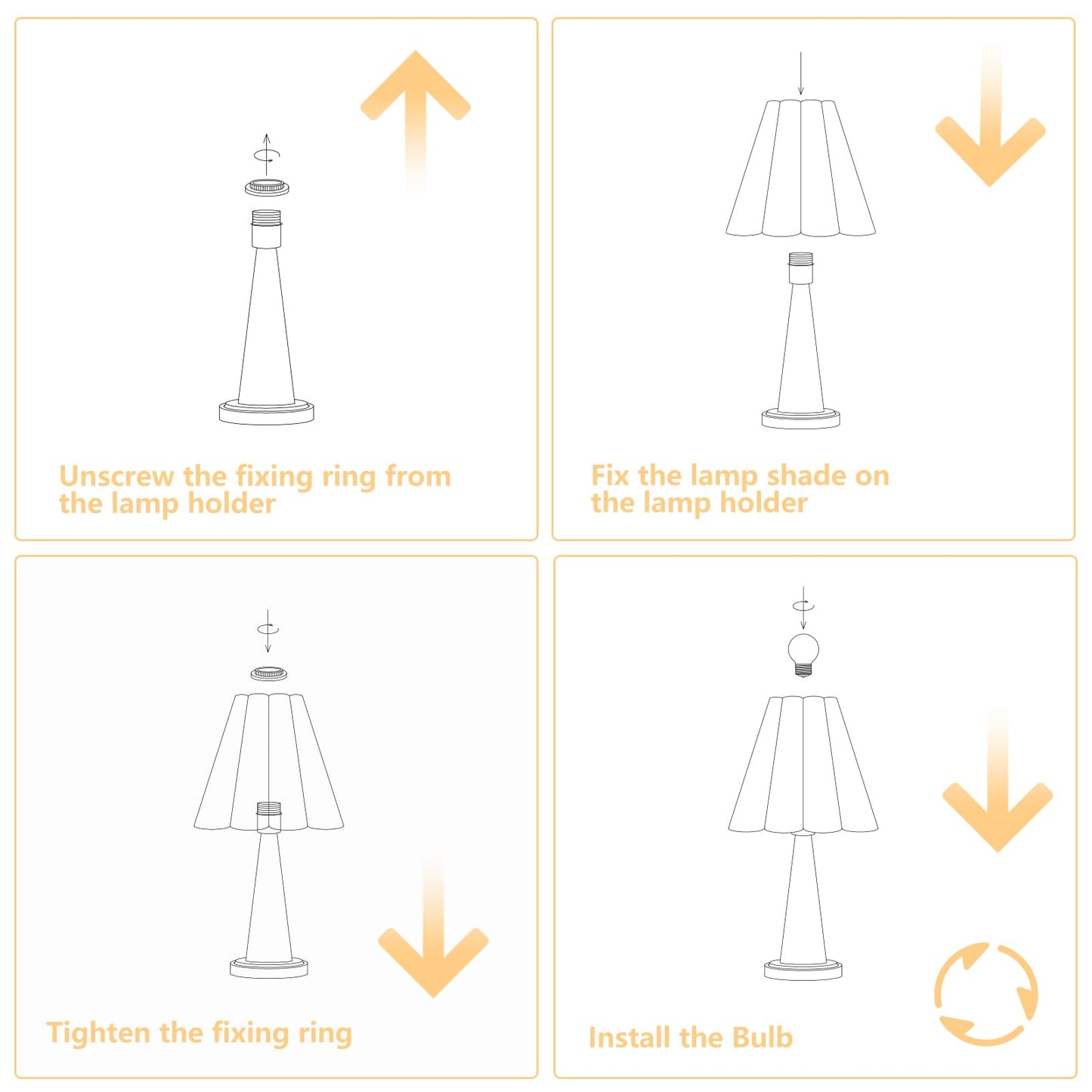 Fengarolam Modern Table Lamp with Petal Linen Lampshade, Dark Faux Wood Metal Base – 20.5” Bedside Nightstand Lamp for Bedroom, Living Room, Office, E26 Base, Max 60W (Bulb Not Included)