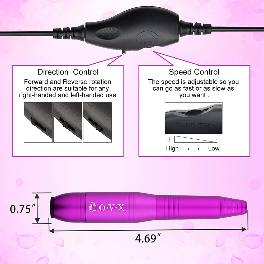 Portable Electric Nail Drill File Machine with Acrylic Nail Kit Set Professional 20000rpm Manicure Pedicure with Sanding Bands Brush for Nail Art Gel Nail Polish Tips Clippers