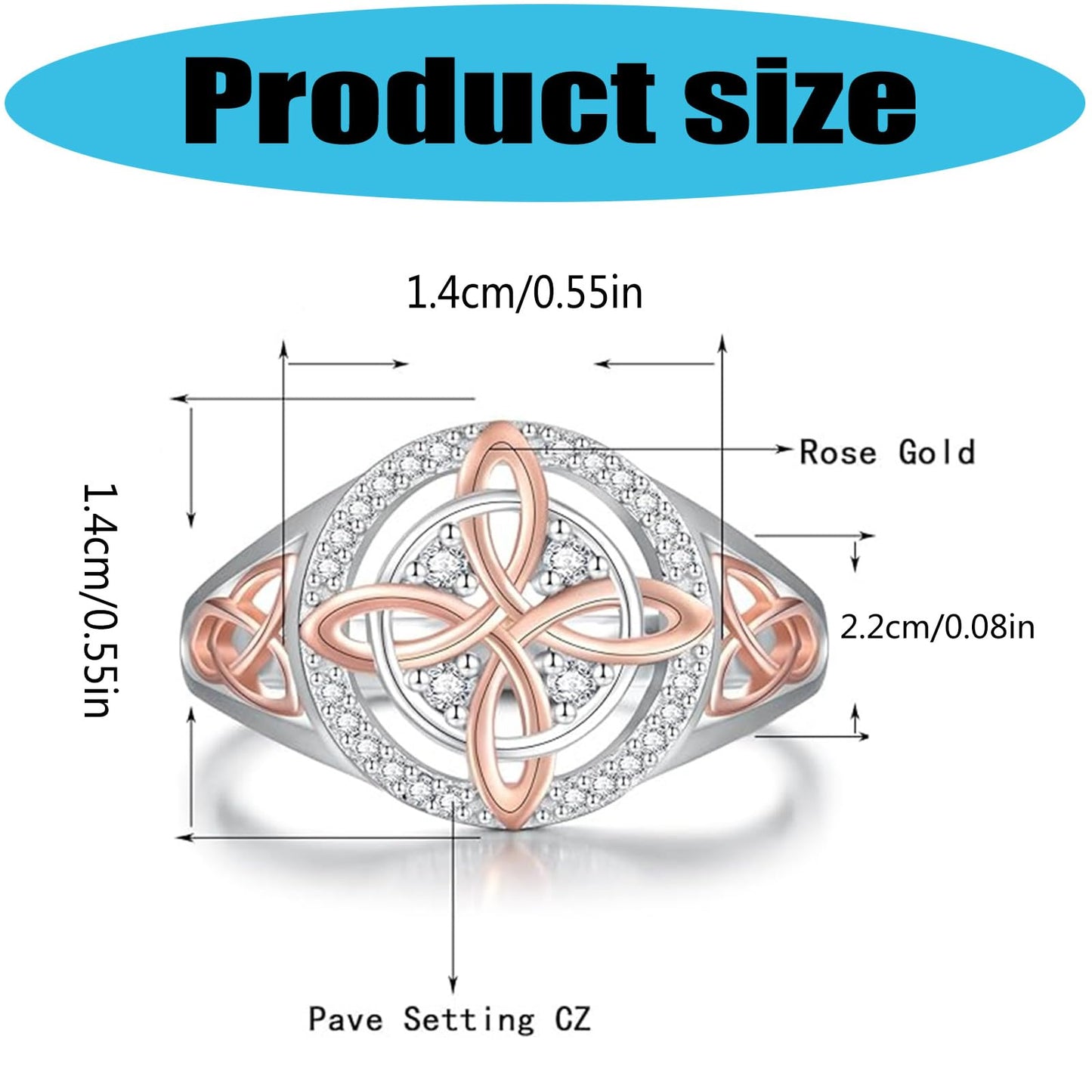 diyebof Women‘s Rings Copper Geometric Band Rings With Two Tone Zircon Accents Designed For Professional And Social Event In Sizes 6 To 10 (7)