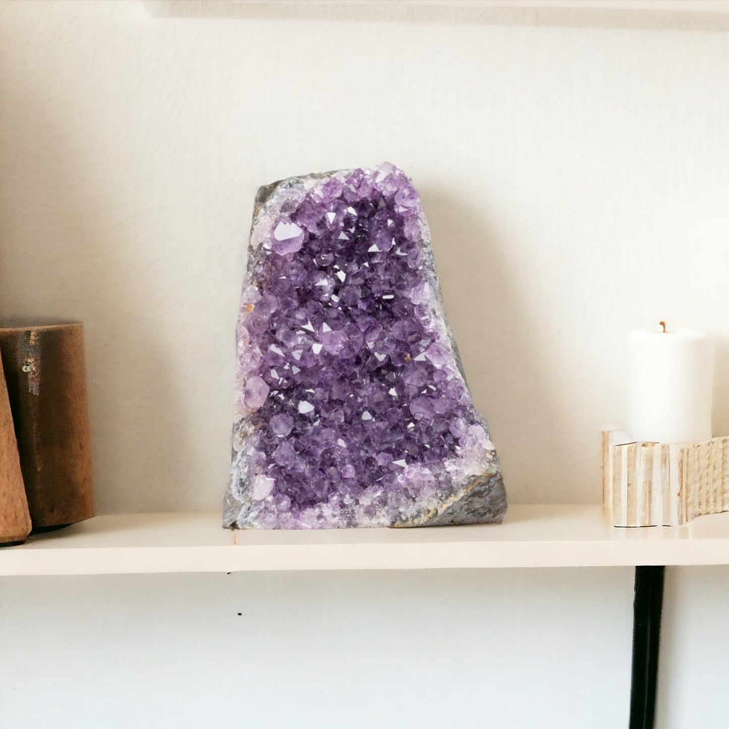 SAMSARI 1 to 1.5 Lb Amethyst Crystal Geode From Uruguay – 3.5" to 6" Height, Natural Large Amethyst Cluster Rock – Crystals and Healing Stones