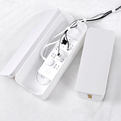 Cable Management Box, 2 Pack Large & Medium Cable Organizer Box with 17 PCS Cable Management Set, Cord Organizer Box to Hide Surge Protector on Desk or Floor (White)