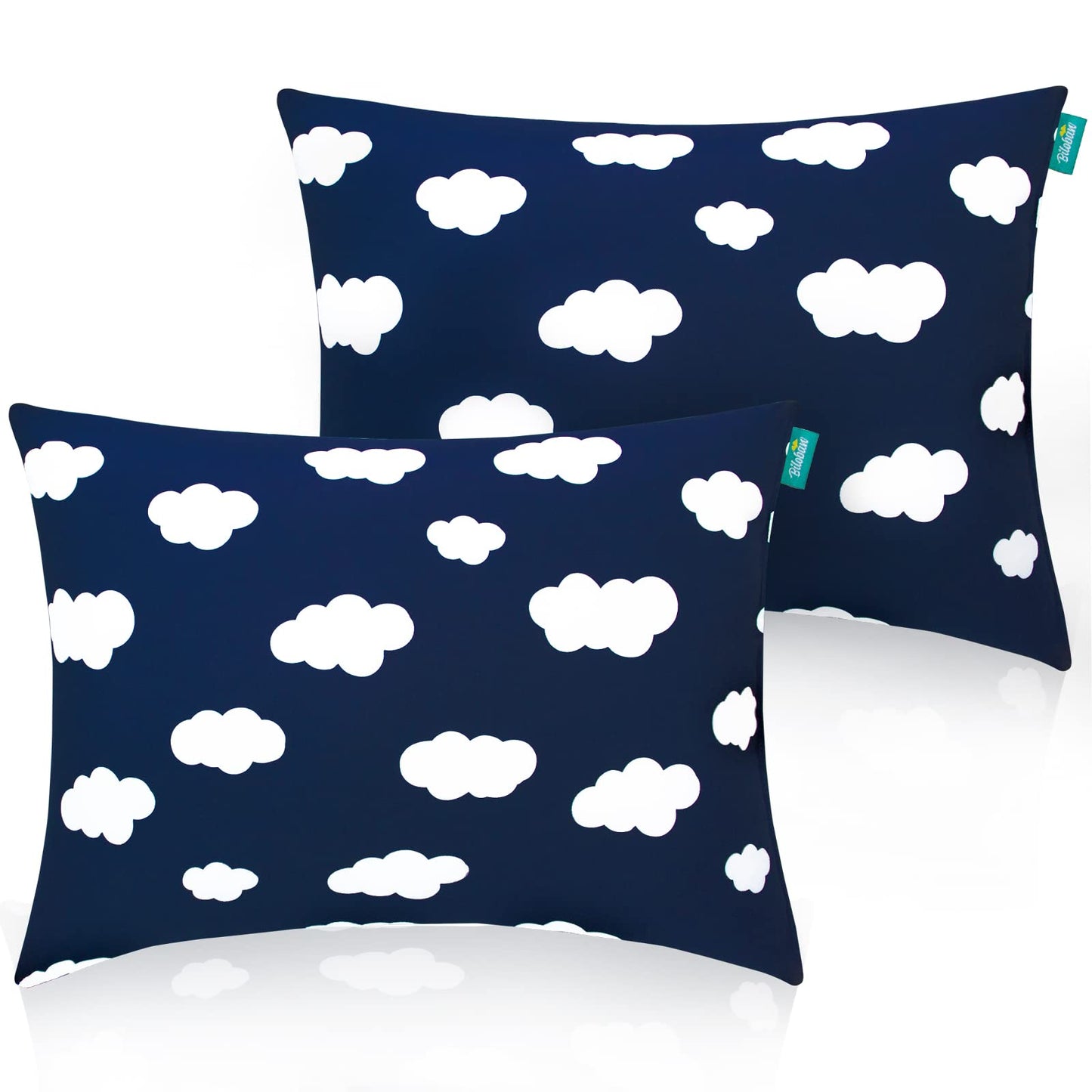 Toddler Pillow for Sleeping, Kid Pillow 14" x 19" for Small Travel Bed, Nap Pillows, Soft & Skin-Friendly Small Pillows for Sleeping, Toddler Use Only, Age 2 to 5 (Navy Cloud)