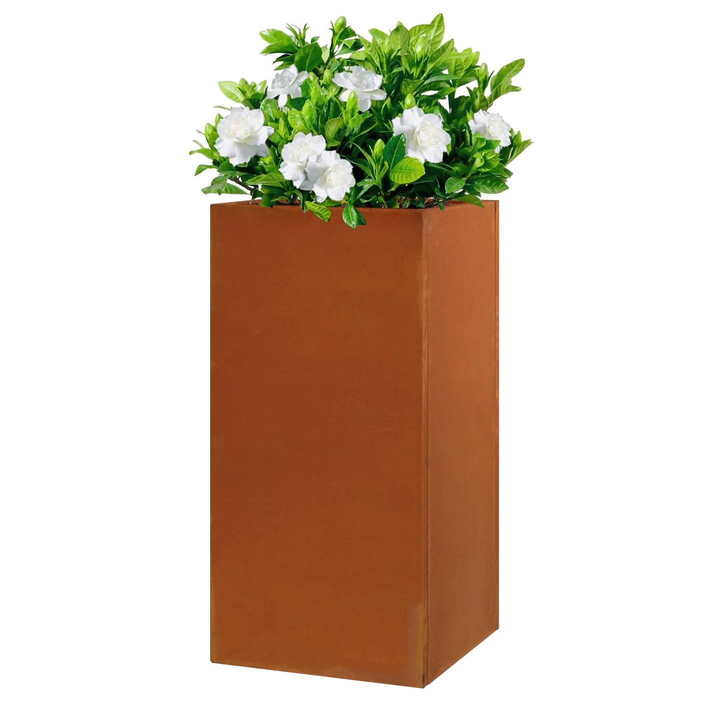 GZLVSOW Corten Steel Planter Box for Outdoor Plants 14"x14"x30" Metal Planter Spliced Planter Box with Removable Insert Sherf for Outside,Indoor,Garden (Corten, 14 * 14 * 30)