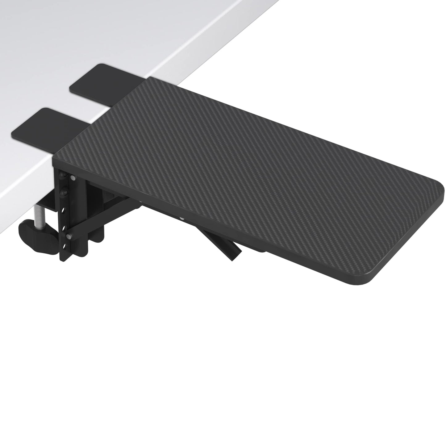 BONTEC Ergonomic Desk Extender Tray, 9.5"x9.1" Table Mount Arm Wrist Rest Shelf, 90° Foldable Elbow Support, Clamp on Computer Arm Rest for Desk, Office & Home Use, Durable & Easy to Install