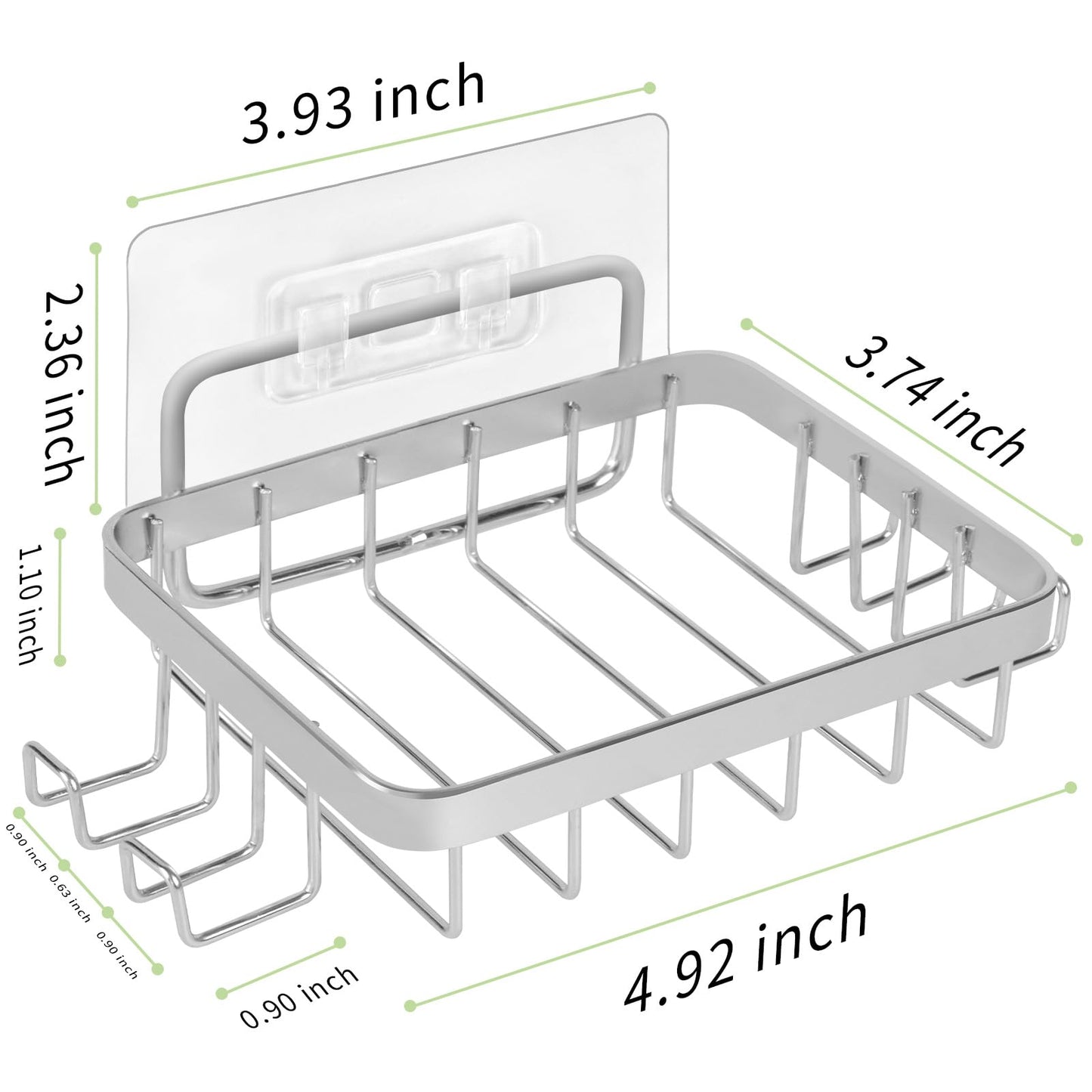 Carrie Joe Soap Dish Holder, No Drilling, 304 Rustproof Stainless Steel, Wall Mounted Soap Holder Soap Tray Bar Soap Sponge Holder for Bathroom & Kitchen