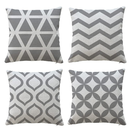 Hangood Waterproof Cushion Covers Outdoor Garden Geometry Set of 4pcs Throw Pillow Case Home Decorative Sofa Protectors Chair Living Room Grey 20"x20"