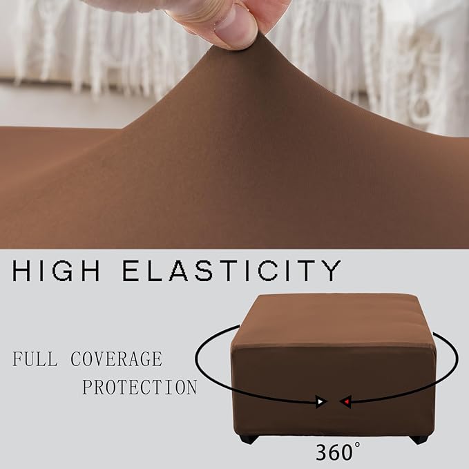 Super Stretch 40x40x15 inch Square Ottoman Cover- Soft Form Fit Ottoman Cover