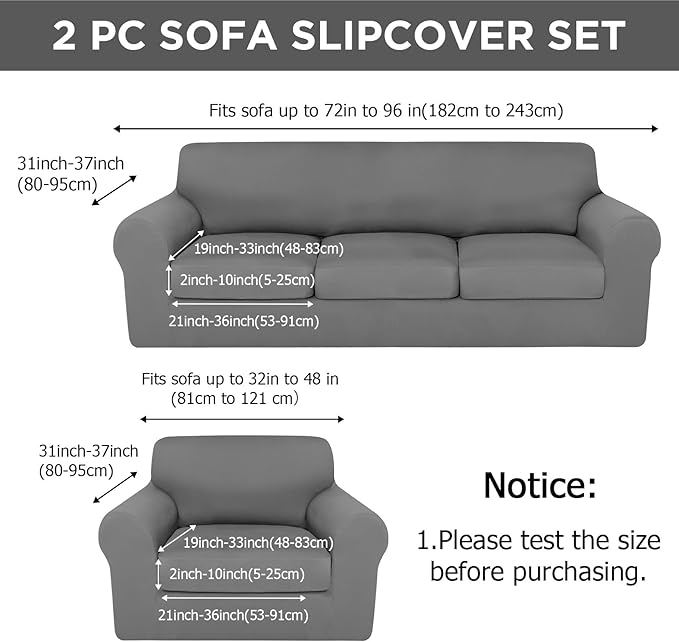 HunnmingRe Sofa Covers for 3 Cushion Couch Stretch Sofa and Loveseat Covers Set