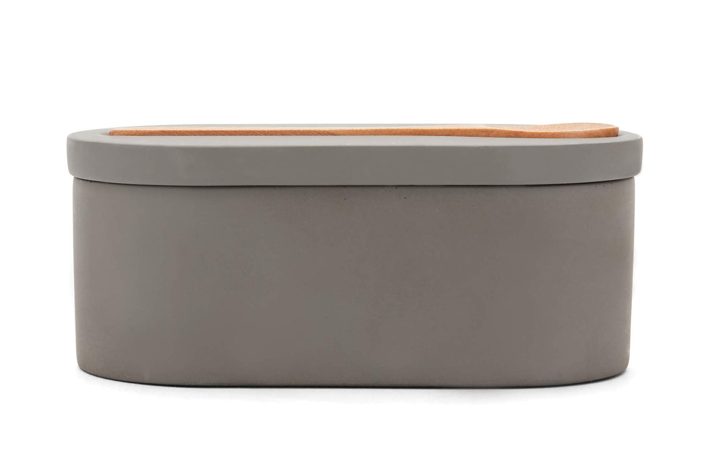 Fox Run Cement Double Salt Cellar with Spoon, 3 x 3.5 x 6.25 inches, Gray