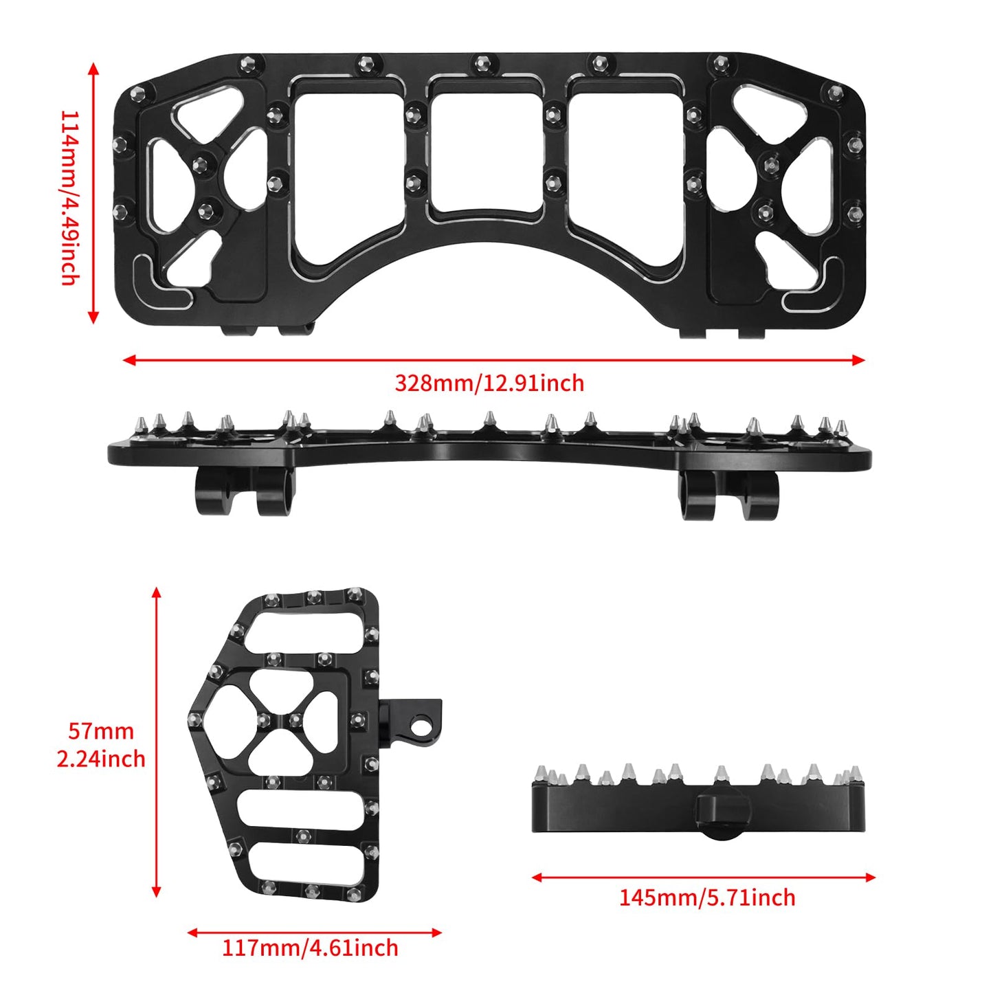 HDBUBALUS Motorcycle Footboards Driver Passenger Floorboards CNC Wide Footpegs Set Chopper Bobber Foot Pegs Board Pedal Fit for Harley Touring Softail Road Glide Dyna FLD 2 Pairs