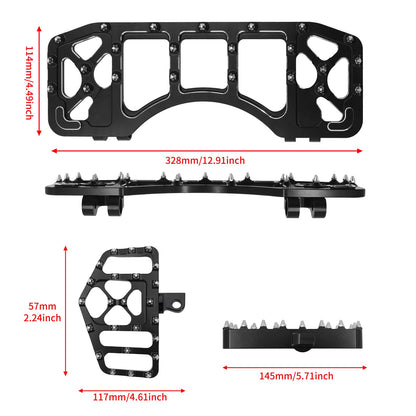 HDBUBALUS Motorcycle Footboards Driver Passenger Floorboards CNC Wide Footpegs Set Chopper Bobber Foot Pegs Board Pedal Fit for Harley Touring Softail Road Glide Dyna FLD 2 Pairs