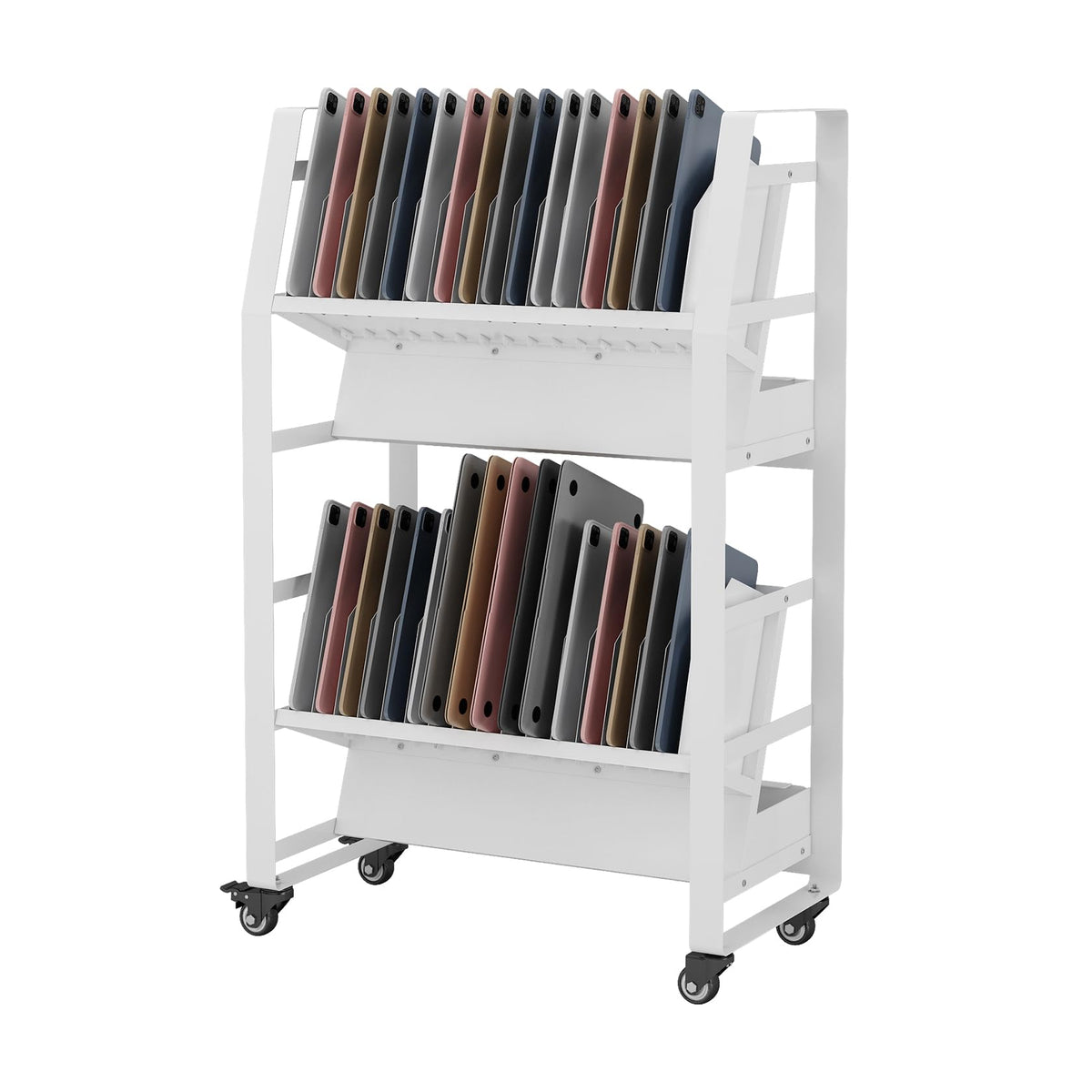 Hymula 32-Device Mobile Charging Storage Cart with Lockable Wheels, 2 Power Strips, Charging Station with Removable Dividers & Cable Management for Laptops, Tablets, iPads, Chromebook for Classroom